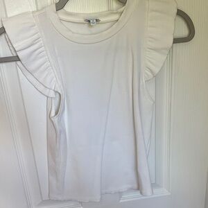 Francesca's Collections White Ruffled Cap Sleeve Blouse